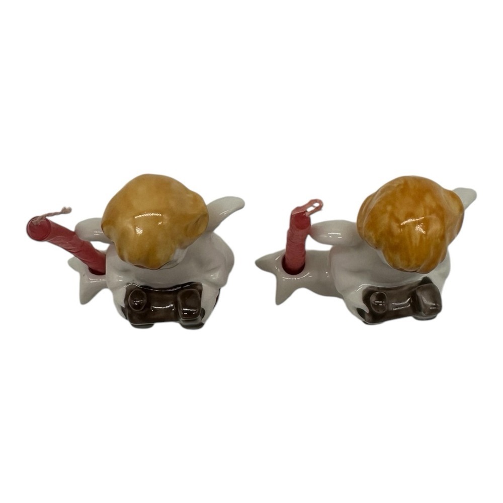 Pair of Vintage Goebel Christmas Candle‎ Holders Angel w/ Toy Train 2.5" Tall #2 - Picture 2 of 6